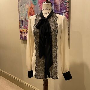 Fifteen Twenty Black and Cream Lace Blouse